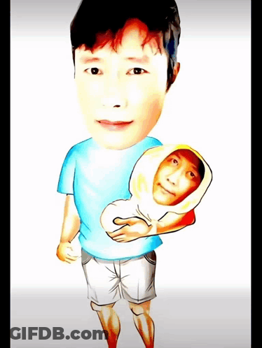 A Cartoon Drawing Of A Man Holding Another Man 'S Head GIF