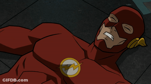 A Cartoon Drawing Of A Man In A Flash Costume GIF
