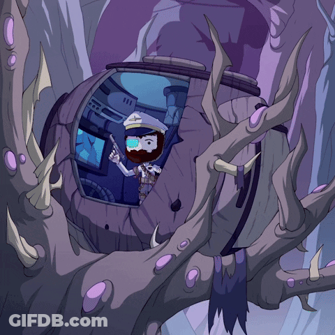 A Cartoon Drawing Of A Man In A Spaceship GIF