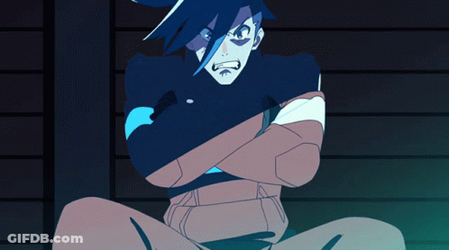 A Cartoon Drawing Of A Man In A Straitjacket With His Arms Crossed GIF