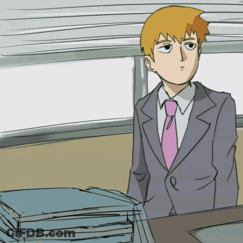 A Cartoon Drawing Of A Man In A Suit And Pink Tie GIF
