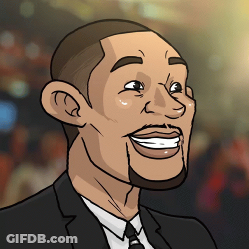 A Cartoon Drawing Of A Man In A Suit And Tie Laughing GIF