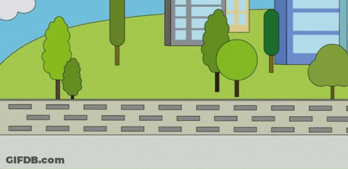 A Cartoon Drawing Of A Man In A Suit And Tie Walking Down A Street GIF