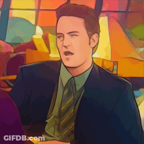 A Cartoon Drawing Of A Man In A Suit And Tie With His Eyes Closed GIF