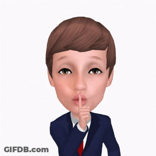 A Cartoon Drawing Of A Man In A Suit And Tie With Speech Bubbles Behind Him GIF