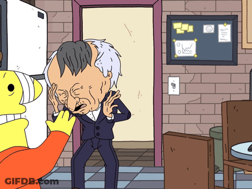 A Cartoon Drawing Of A Man In A Suit Standing In Front Of A Bulletin Board With A Graph On It GIF