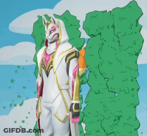A Cartoon Drawing Of A Man In A White And Gold Costume GIF