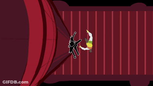 A Cartoon Drawing Of A Man Kicking With The Number 999 Written In Yellow GIF