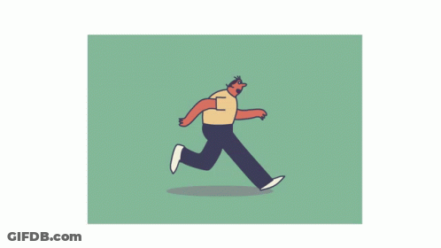 A Cartoon Drawing Of A Man Running With The Letter E On His Chest GIF