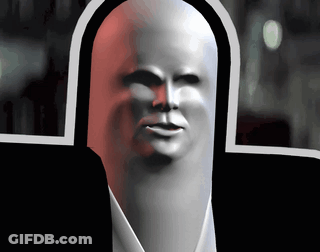 A Cartoon Drawing Of A Man 'S Face With A Black And Red Background GIF