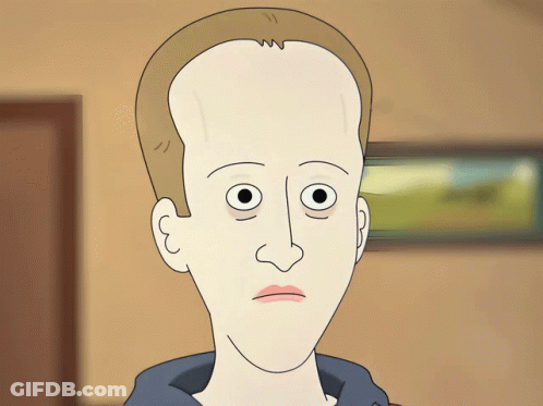 A Cartoon Drawing Of A Man 'S Face With Big Eyes GIF