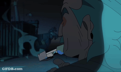 A Cartoon Drawing Of A Man Smoking A Cigarette With A Syringe In His Hand GIF