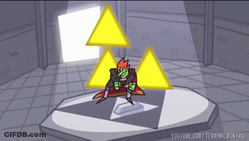 A Cartoon Drawing Of A Man Surrounded By Triangles With Youtube.com/terminalmontage In The Corner GIF