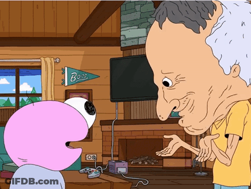 A Cartoon Drawing Of A Man Talking To Another Man With A Banner That Says Boss GIF