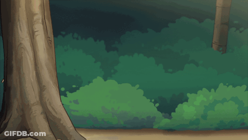 A Cartoon Drawing Of A Man Walking In The Woods With His Hand In His Pocket GIF