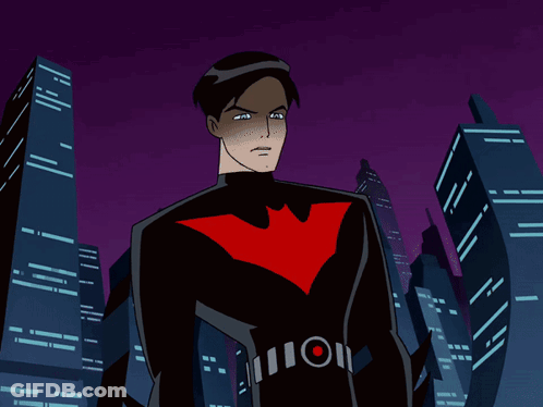 A Cartoon Drawing Of A Man Wearing A Batman Costume GIF