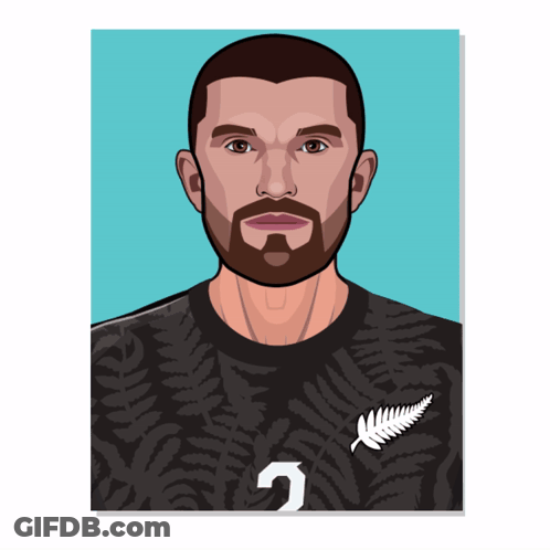 A Cartoon Drawing Of A Man Wearing A Black Shirt With A White Feather On It GIF