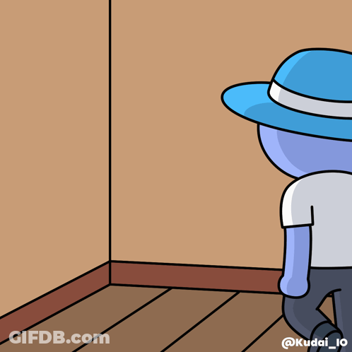 A Cartoon Drawing Of A Man Wearing A Blue Hat And A White Shirt By Kudai 10 GIF