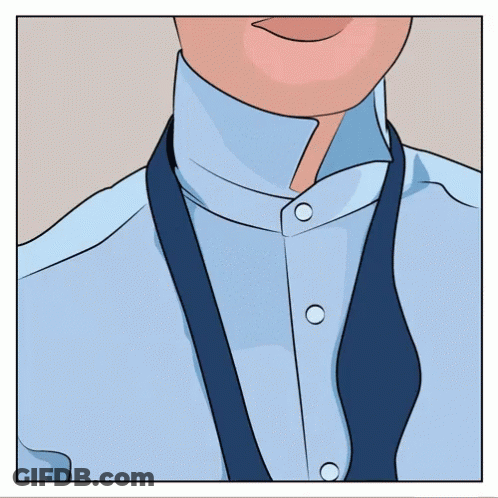 A Cartoon Drawing Of A Man Wearing A Blue Shirt And Blue Suspenders GIF