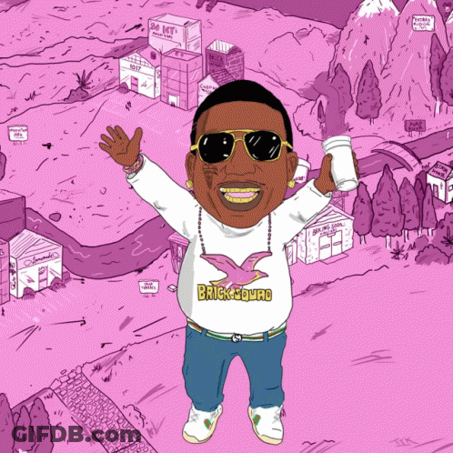 A Cartoon Drawing Of A Man Wearing A Bricksquad Shirt GIF