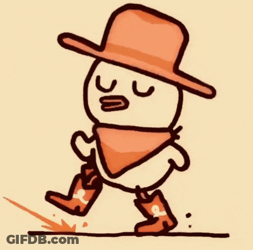A Cartoon Drawing Of A Man Wearing A Cowboy Hat And Cowboy Boots GIF