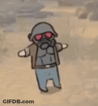 A Cartoon Drawing Of A Man Wearing A Gas Mask And Sunglasses . GIF