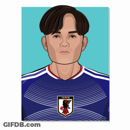 A Cartoon Drawing Of A Man Wearing A Jersey That Says Japan GIF