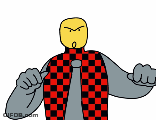 A Cartoon Drawing Of A Man Wearing A Red And Black Checkered Vest And Tie GIF