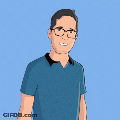 A Cartoon Drawing Of A Man Wearing Glasses And A Blue Shirt Giving A Thumbs Up GIF