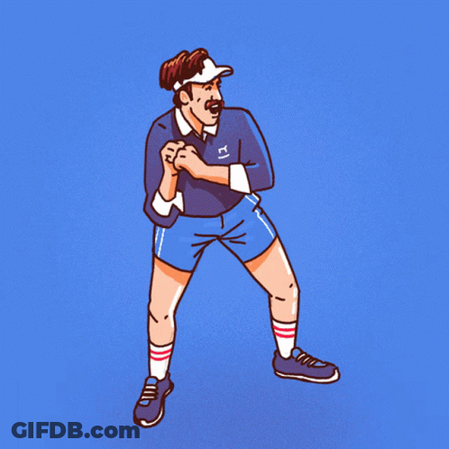 A Cartoon Drawing Of A Man Wearing Shorts And A Sweater With The Letter A On The Front GIF
