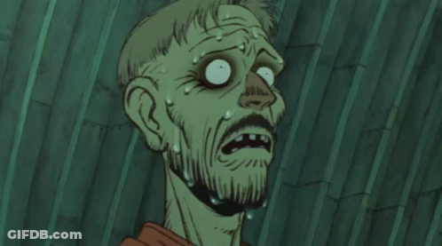 A Cartoon Drawing Of A Man With A Beard And Tears Running Down His Face GIF