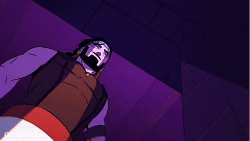 A Cartoon Drawing Of A Man With A Beard Looking Up GIF