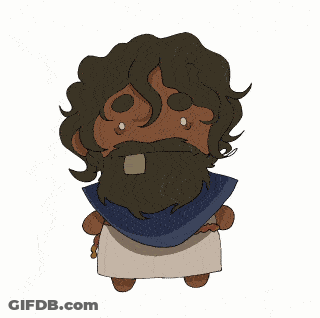 A Cartoon Drawing Of A Man With A Beard Wearing A Blue Scarf GIF