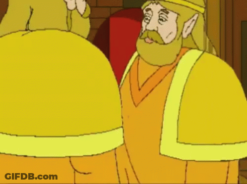 A Cartoon Drawing Of A Man With A Beard Wearing A Crown GIF