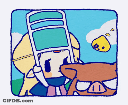 A Cartoon Drawing Of A Man With A Ladder On His Head GIF