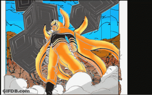 A Cartoon Drawing Of A Man With A Long Orange Tail GIF