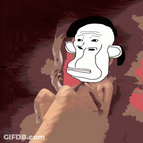 A Cartoon Drawing Of A Man With A Monkey Face On His Face GIF