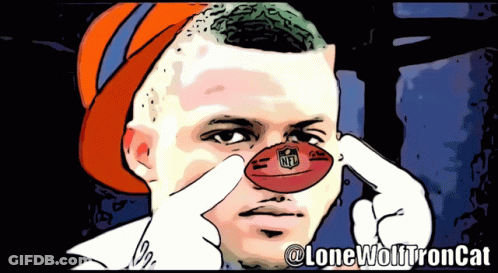 A Cartoon Drawing Of A Man With A Nfl Logo On His Nose GIF