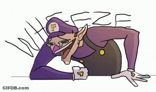 A Cartoon Drawing Of A Man With A Purple Hat And The Letter P On His Hat GIF