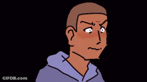 A Cartoon Drawing Of A Man With A Red Face And White Eyes GIF