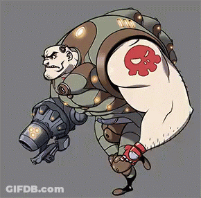 A Cartoon Drawing Of A Man With A Red Skull Tattoo On His Arm GIF