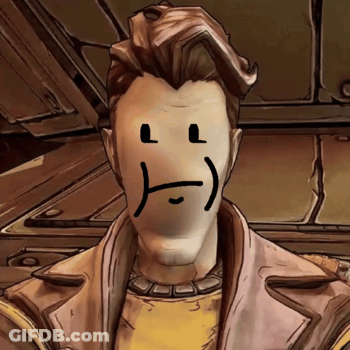 A Cartoon Drawing Of A Man With A Smiley Face Drawn On His Face GIF