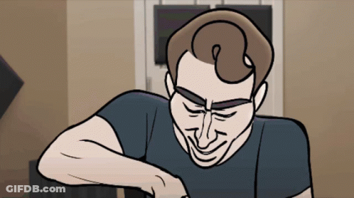 A Cartoon Drawing Of A Man With A Swirl In His Hair GIF