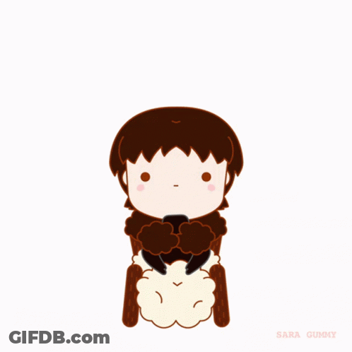 A Cartoon Drawing Of A Man With A Sword And A Bird With The Name Sara Gummy On The Bottom Right GIF
