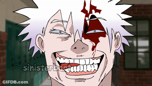 A Cartoon Drawing Of A Man With Blood On His Face And The Words Sinisterbart On The Bottom Right GIF
