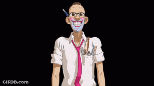 A Cartoon Drawing Of A Man With Glasses And A Pen In His Mouth GIF