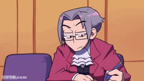 Cartoon Man With Glasses And Red Jacket Holding Pen Speeddoll GIF