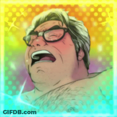 A Cartoon Drawing Of A Man With Glasses And His Mouth Open GIF