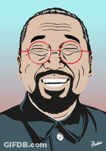 A Cartoon Drawing Of A Man With Glasses And The Name Rodao On The Collar GIF