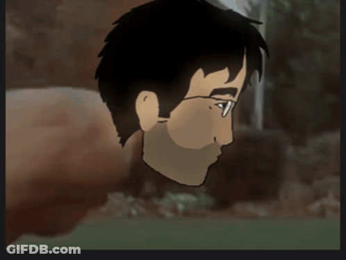 A Cartoon Drawing Of A Man With Glasses On His Face GIF